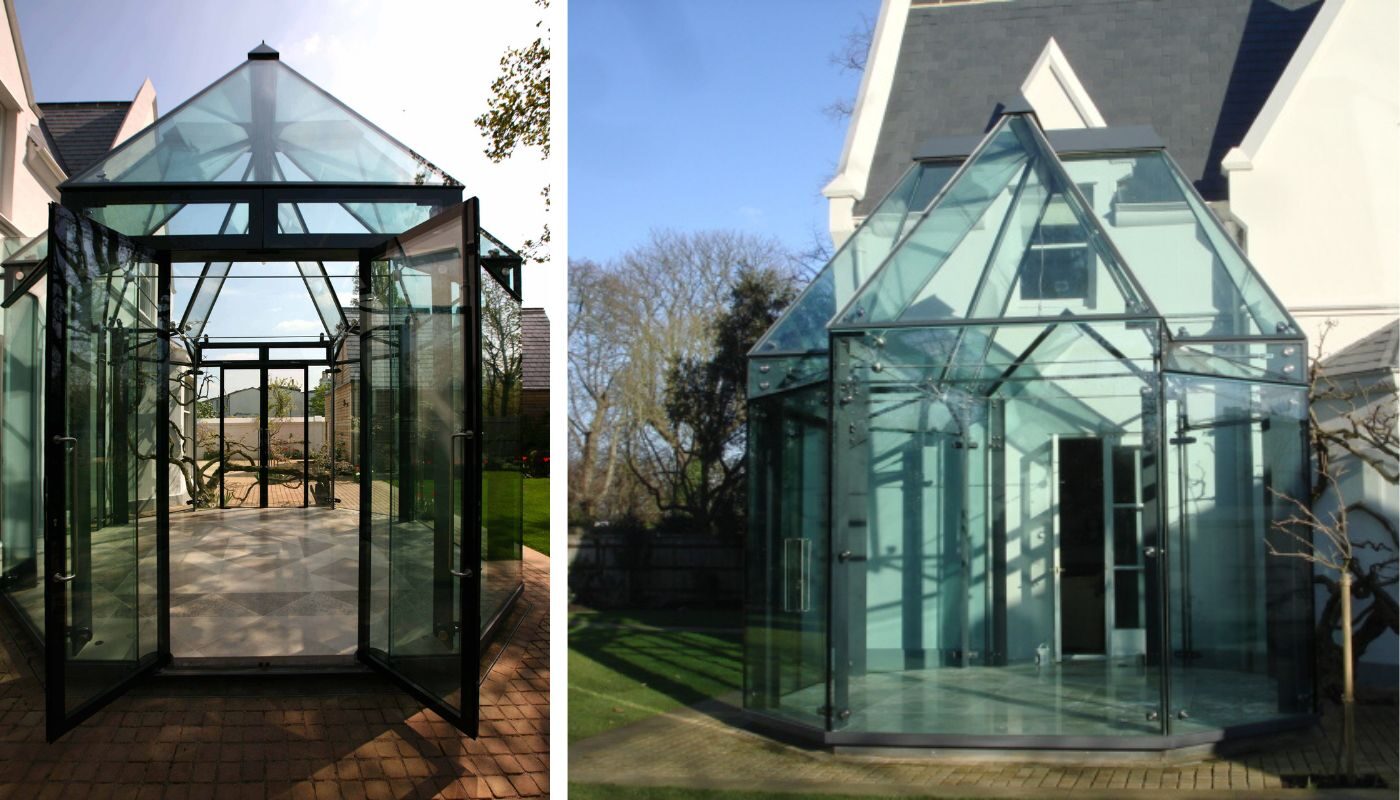 a gothic style glass conservatory
