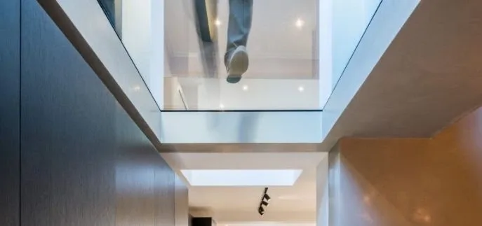 internal glass rooflight with walk on glass