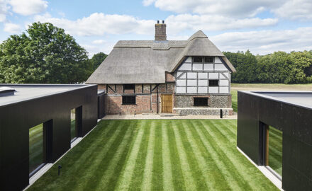 structural windows and slim sliding doors in this renovation project