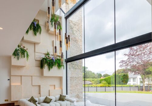 Modern Glass House Interior Walls