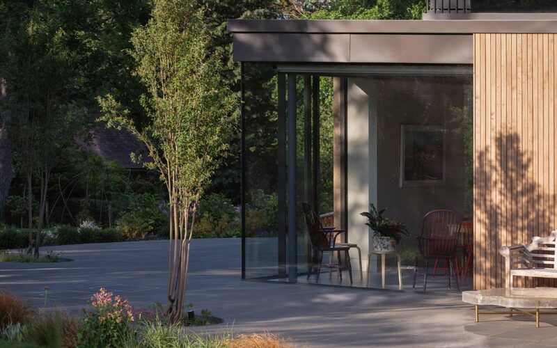 Patio View of Sliding Glass Doors for a Garden Extension in Edinburgh | IQ Glass