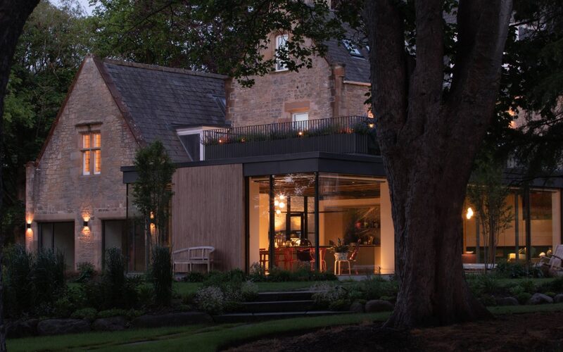 Twilight View of Sliding Glass Doors for a Garden Extension in Edinburgh | IQ Glass