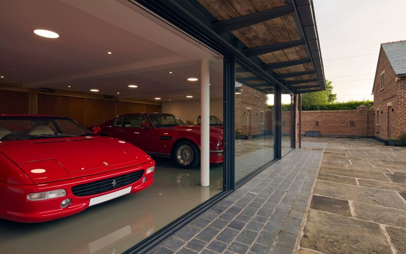 Garage Slim Sliding Doors | Architectural Glazing in Cheshire | Fodens Farm