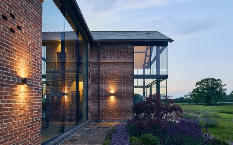 Evening View of Architectural Glazing in Cheshire | Fodens Farm