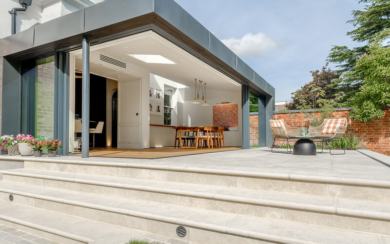 Open corner sliding doors in Cheltenham - IQ Glass - College Lawn