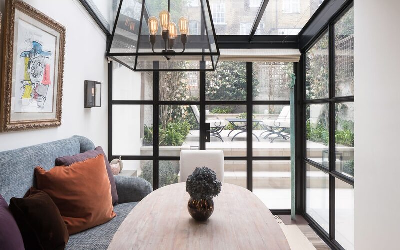 steel and glass extension internal view