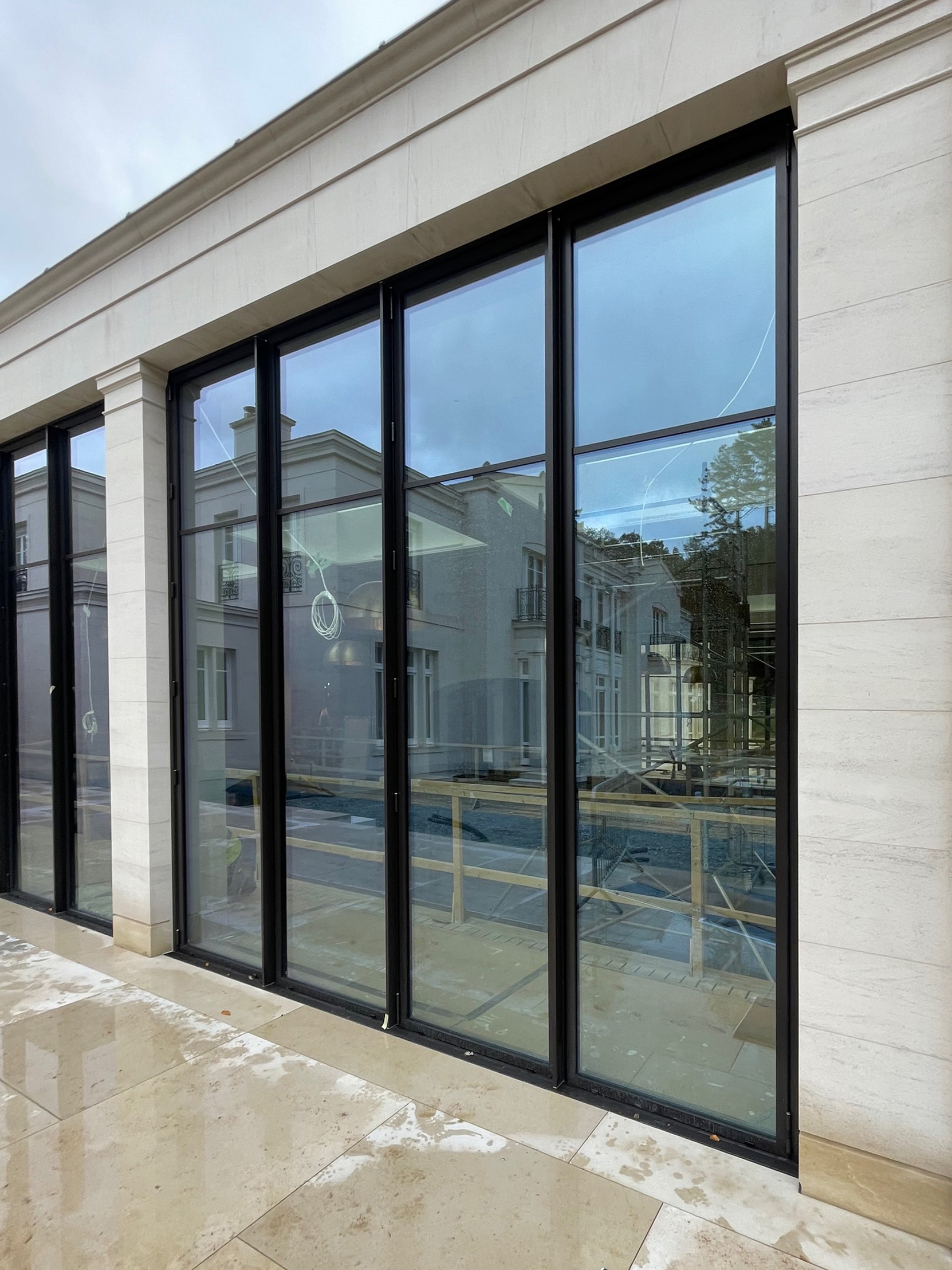 dark bronze framing for glass doors
